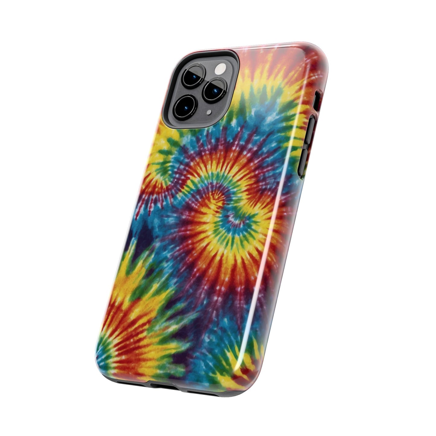 Retro Tie-Dye Swirl iPhone Case – Rainbow Spiral Design