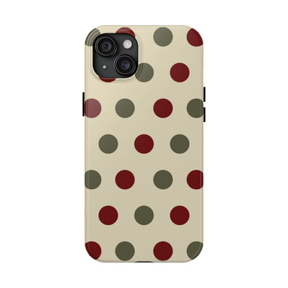 Red & Green Polka Dots on Cream – iPhone Case