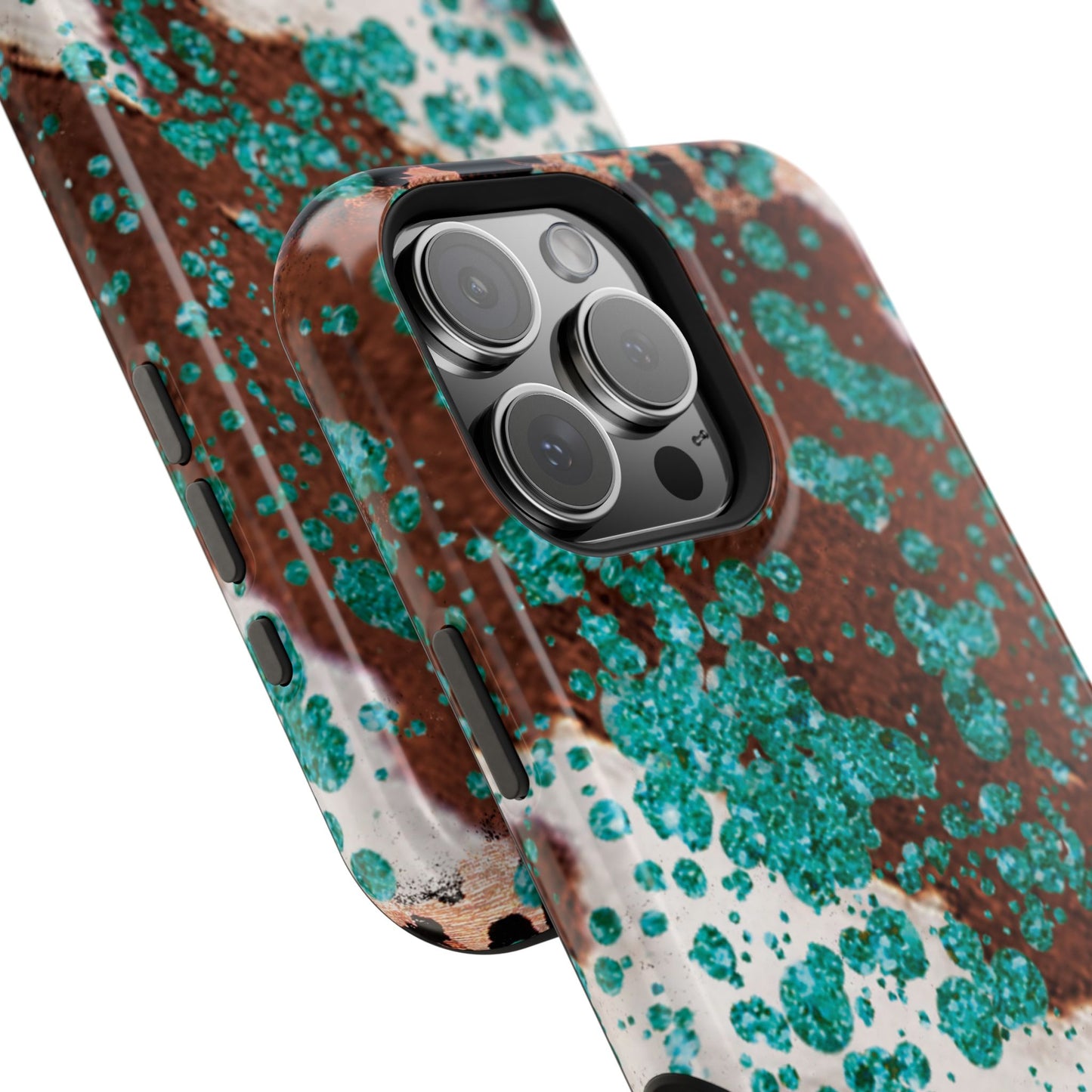 Teal Glitter Cowhide - MagSafe iPhone Series Case