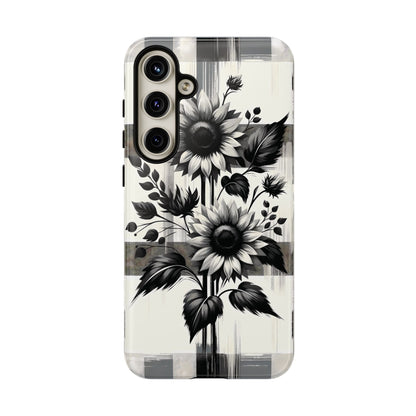 Black/White Sunflower Plaid Phone Case