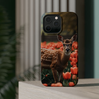 Fawn Among Tulips MagSafe iPhone Case