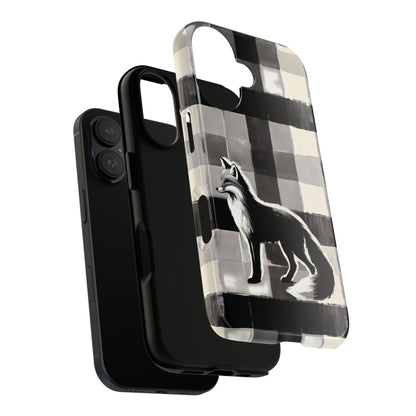 Black White Fox Phone Case - Monochrome Mystique