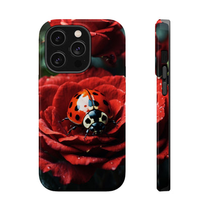 Elegant Rose & Ladybug Charm - MagSafe iPhone Case