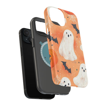 Spooky Cute Ghost MagSafe iPhone Case – Halloween Ghosts, Pumpkins, Bats & Cobwebs Design