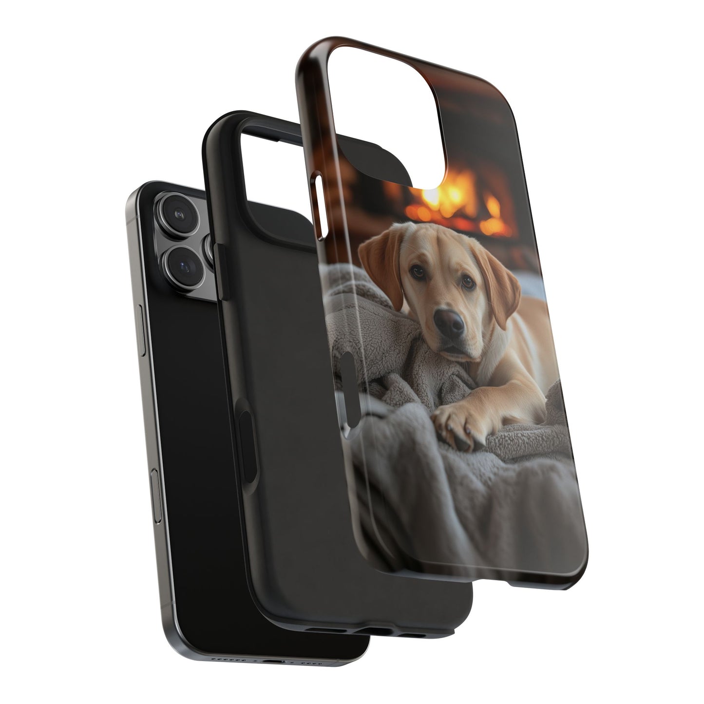 Cozy Golden Retriever by the Fireplace - iPhone Series Case