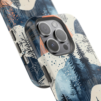 Winter Forest MagSafe iPhone Case | Watercolor Trees & Mountains