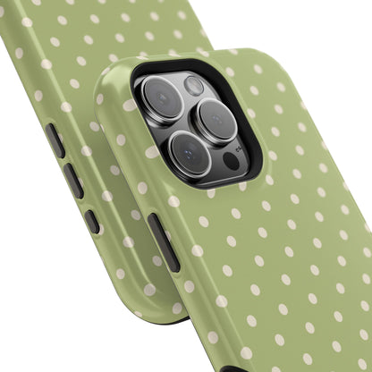 Sage Green Polka Dots – MagSafe iPhone Case