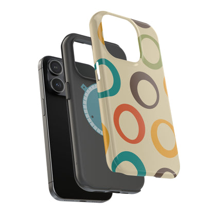 Retro Colorful Rings MagSafe iPhone Case – Shockproof, Matte Finish, Dual-Layer Protection