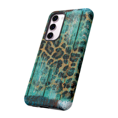 Turquoise Rustic Leopard Wood - Samsung Galaxy Series Case