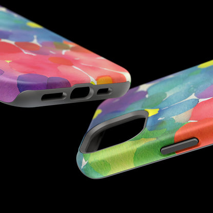 Rainbow Bloom Watercolor MagSafe iPhone Case – Slim Design, Glossy Finish