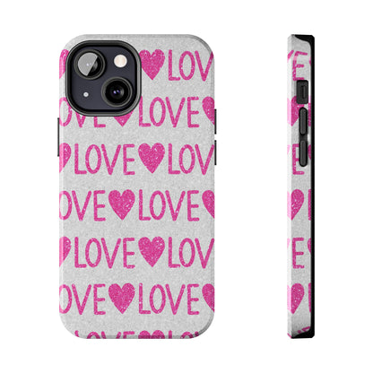 Pink Glitter Love Pattern – iPhone Series Case