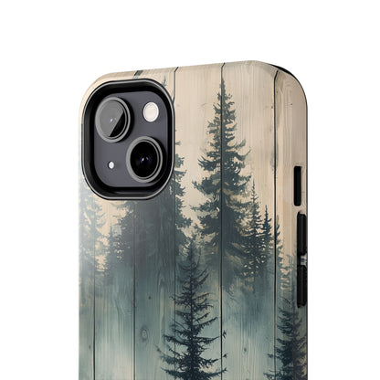 Misty Pine Forest Iphone Case - Nature-Inspired Wood Design Protective Cover