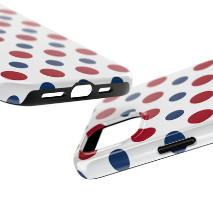 Patriotic Navy, White, and Red Polka Dot iPhone Case