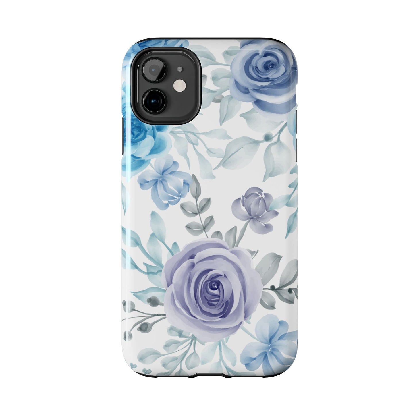 Elegant Blue & Violet Roses iPhone Case – Luxurious Floral Design for Chic Device Protection