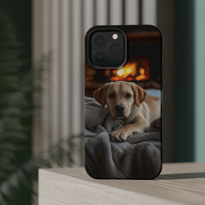 Cozy Golden Retriever by the Fireplace - MagSafe Case