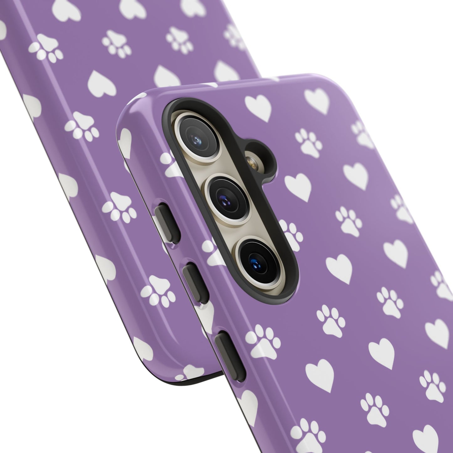 Lavender Paw Prints & Hearts Design - Adorable Pet Lover Samsung Galaxy Case