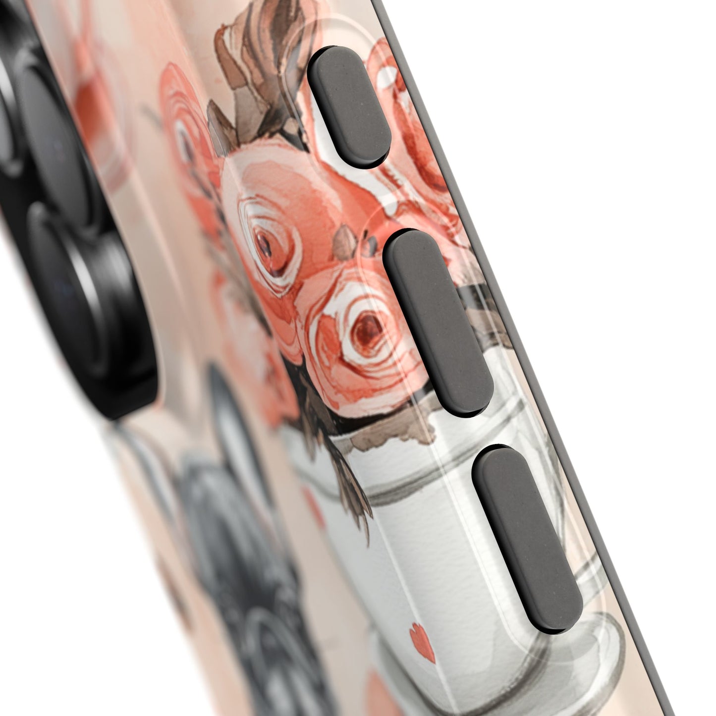 French Bulldogs in Heart Teacups MagSafe iPhone Case – Cute Dog & Floral Design, Shockproof Protection