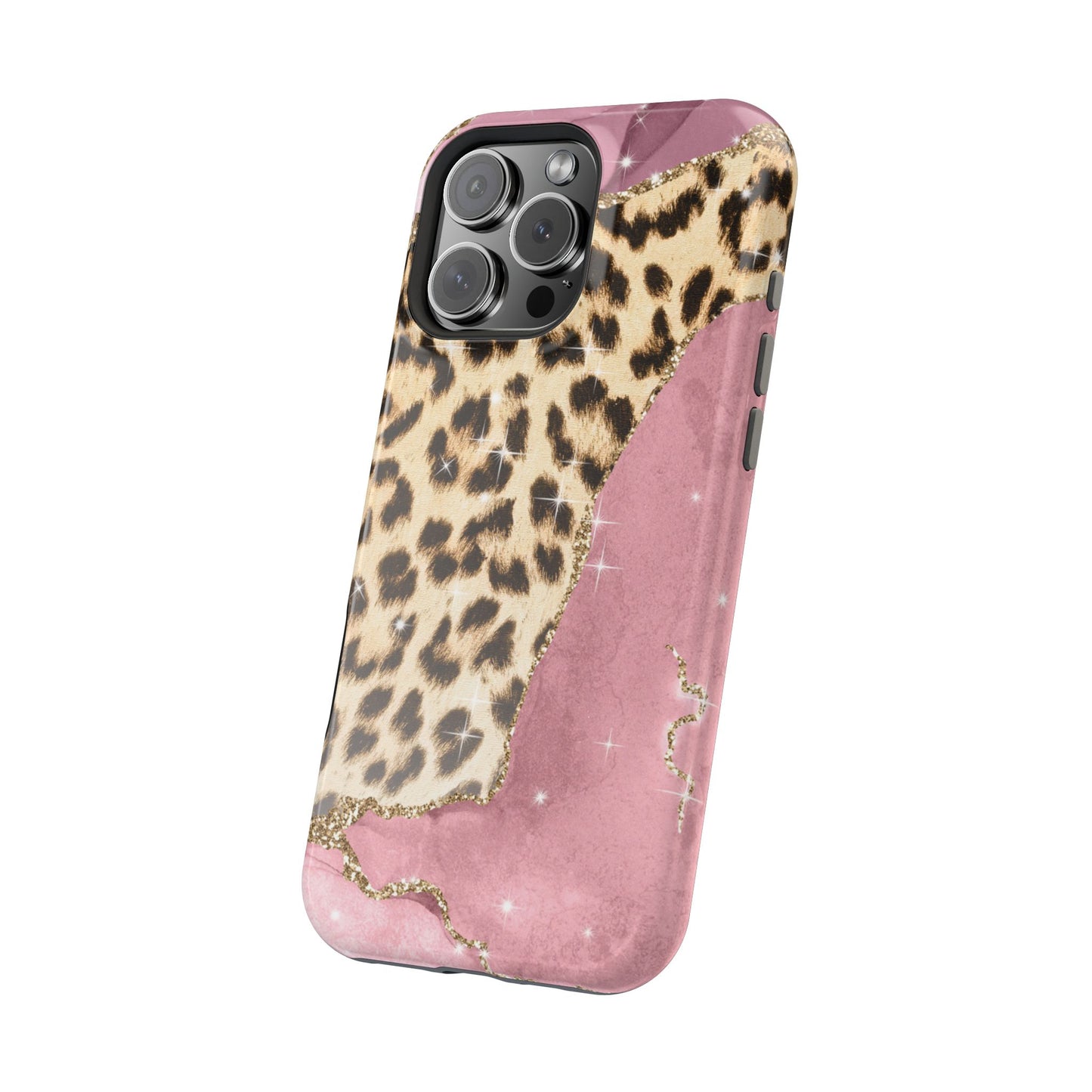 Pink Glam Leopard - MagSafe iPhone Series Case with Glitter Accents