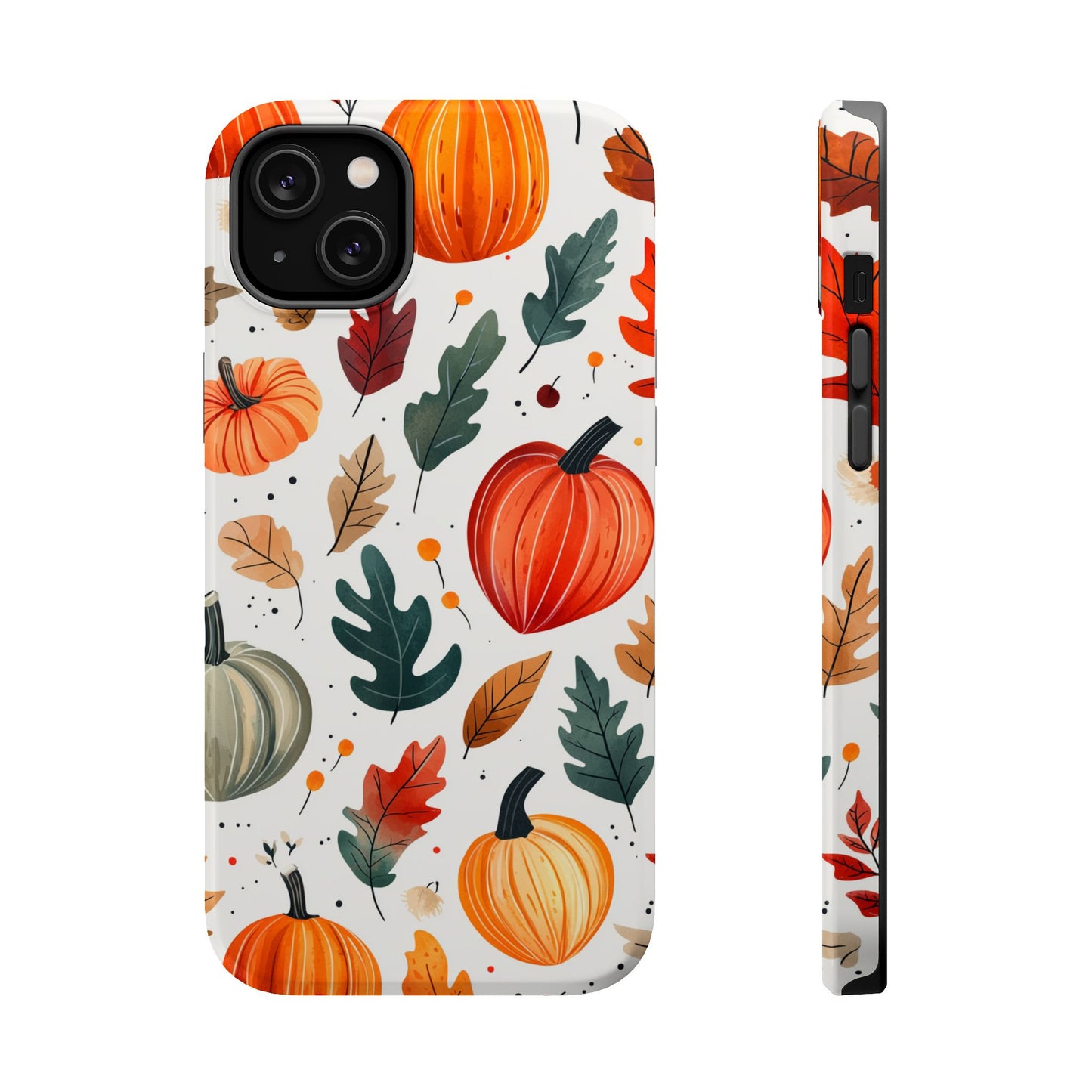 Autumn Harvest MagSafe iPhone Case - Pumpkin and Fall Leaf Design