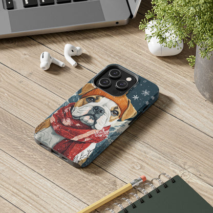 Cozy French Bulldog iPhone Case – Rustic Fireplace Protective Cover