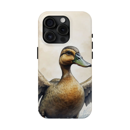 Graceful Duck in Watercolor Scene - iPhone Case