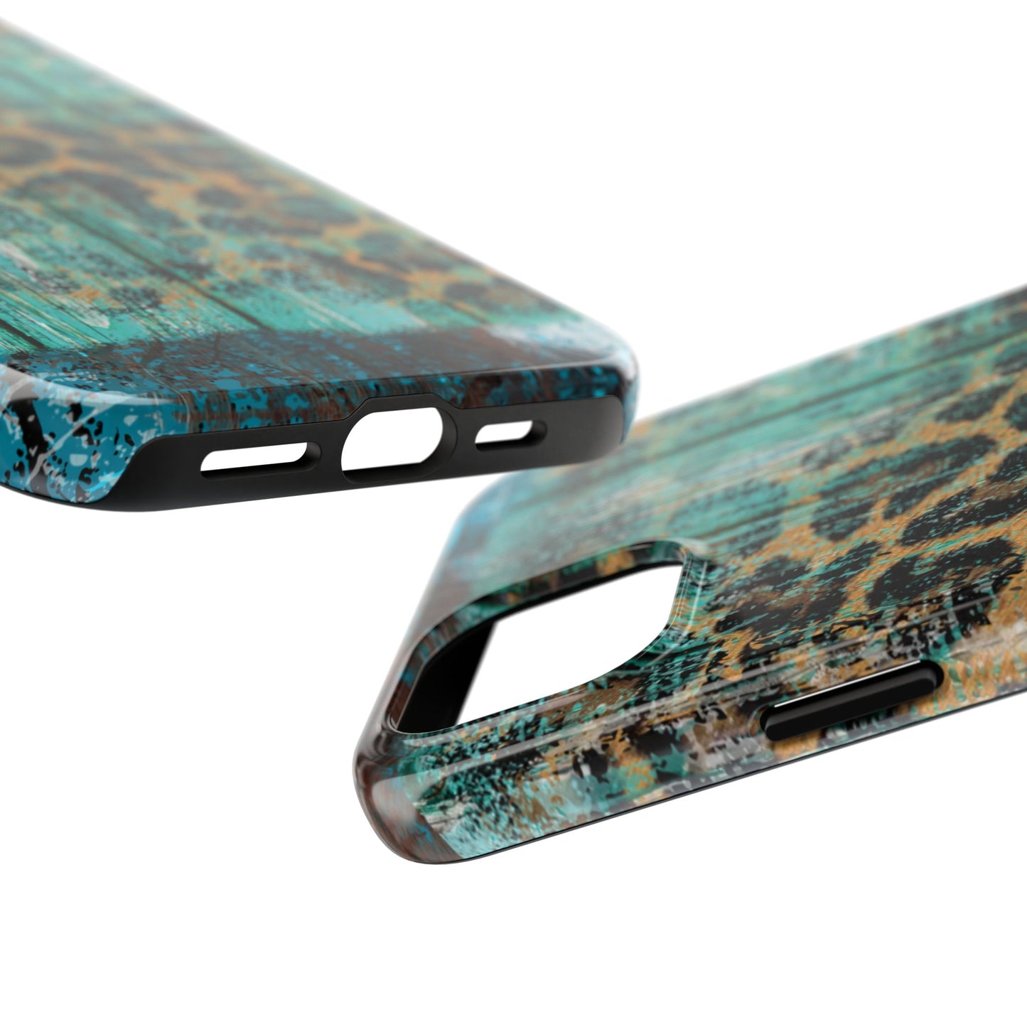 Turquoise Rustic Leopard Wood - iPhone Series Case