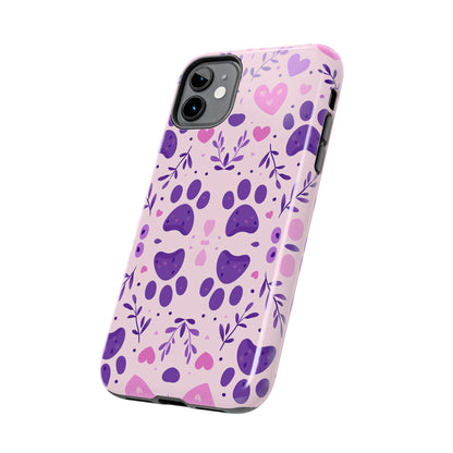 Pastel Paw Print iPhone Case - Cute Pet-Themed Floral Protective Cover