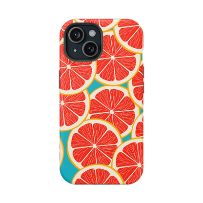 Ruby Grapefruit Pop Tough MagSafe iPhone Case – Vibrant Citrus Design, Shock-Resistant Protection