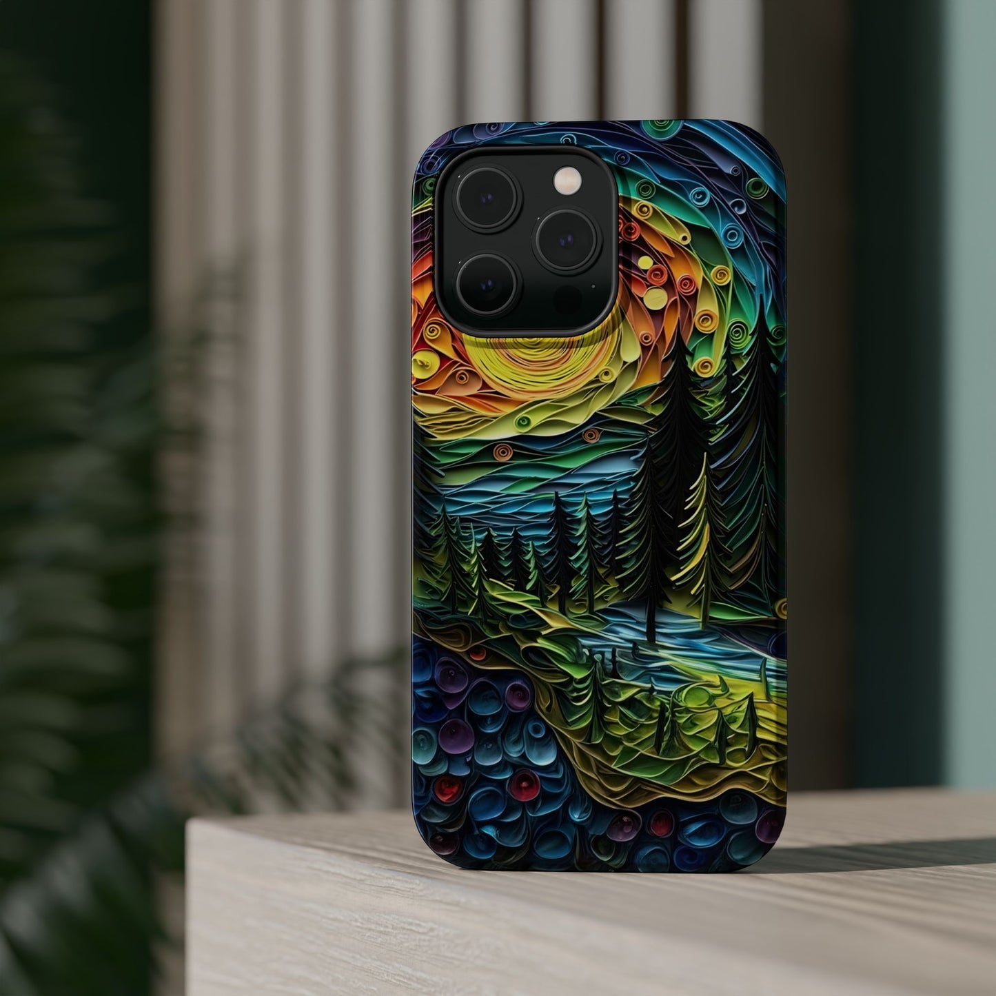 Radiant Forest Sunset MagSafe iPhone Case – Artistic Landscape Design