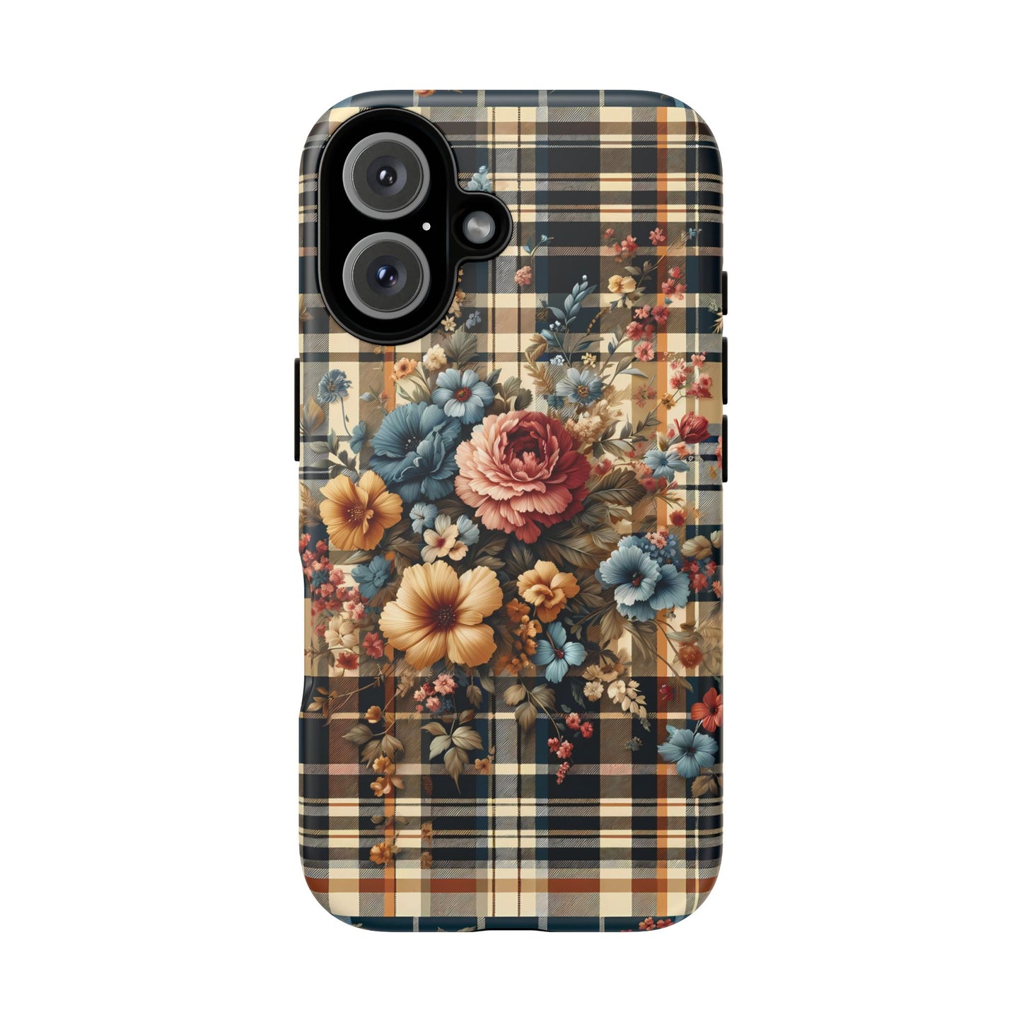 Vintage Floral Checkered Phone Case