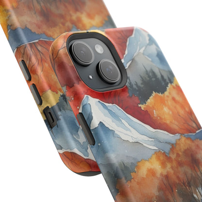 Autumn Mountain Forest Watercolor - MagSafe iPhone Case