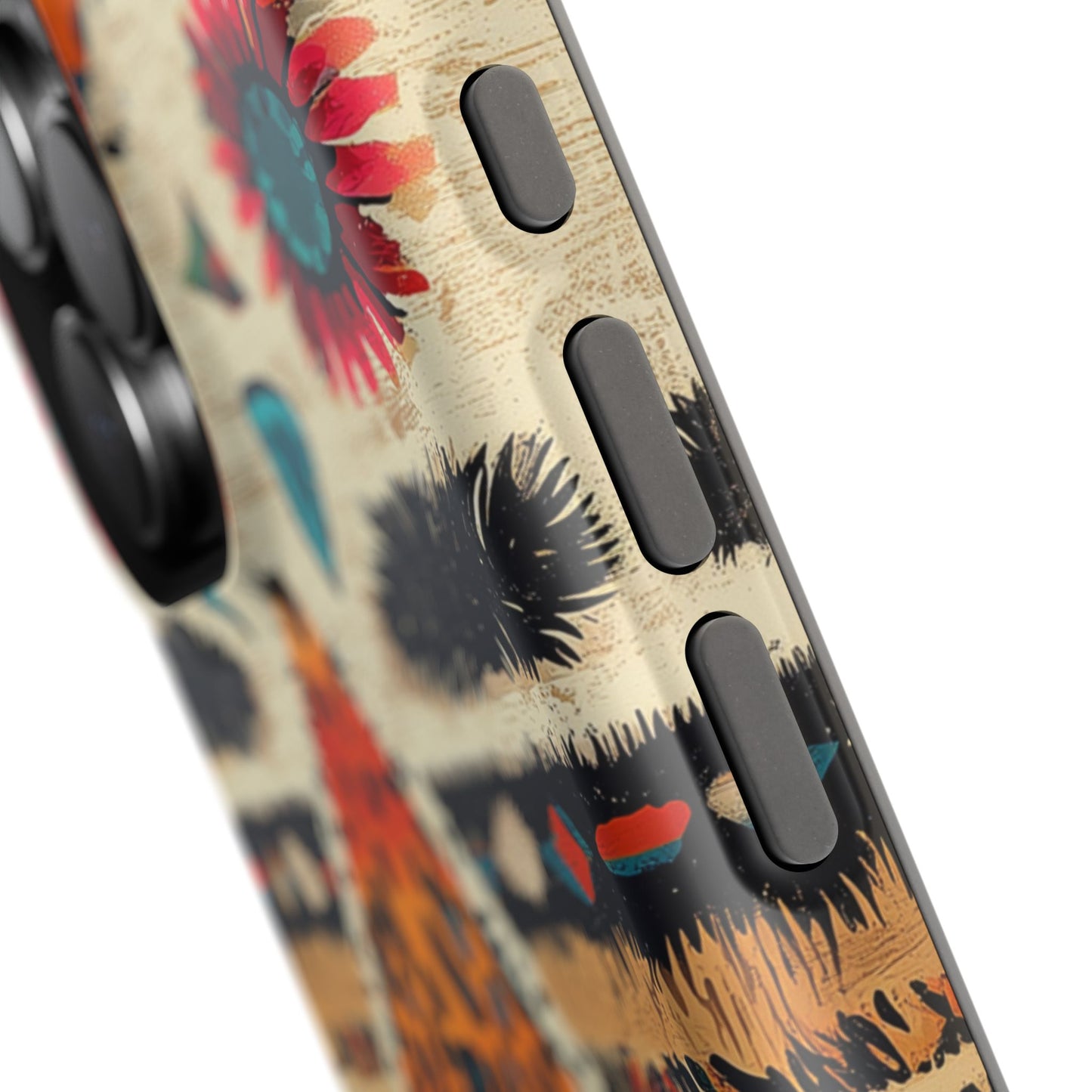 Wild Boho Leopard Print & Floral Tough MagSafe iPhone Case – Eclectic Tribal Design, Dual-Layer Protection