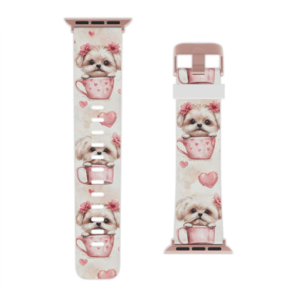 Floral Puppy in Teacup Apple Watch Band