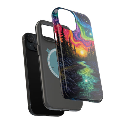 Celestial Nightscape MagSafe iPhone Case – Vibrant River and Starry Sky Design