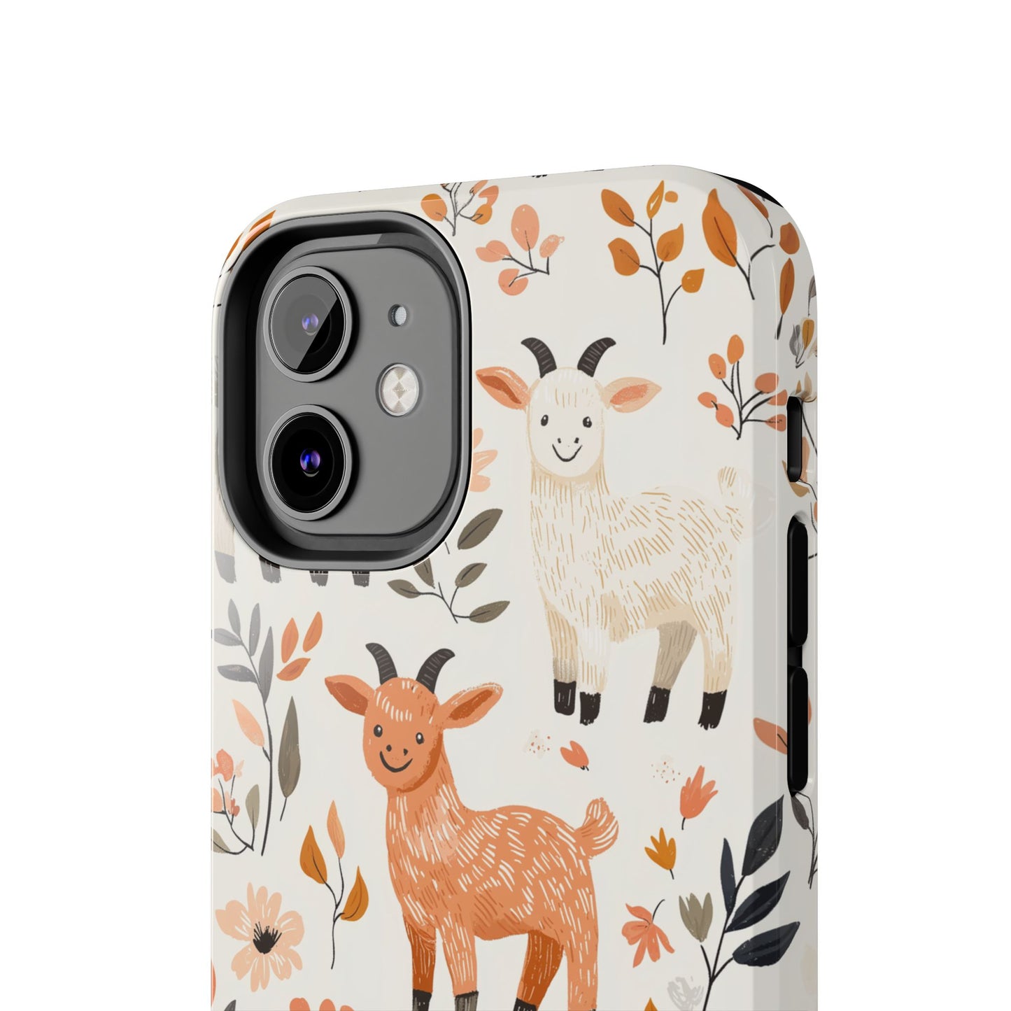 iPhone Case: Smiley Goats & Dried Flowers – Vintage Charm