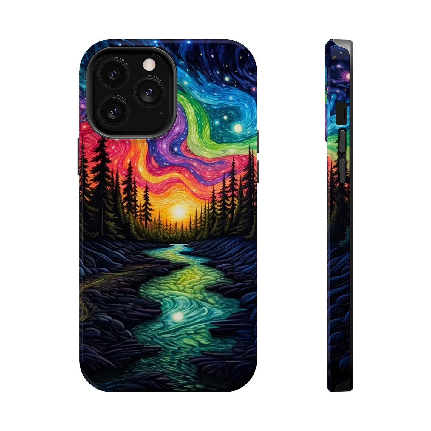 Celestial Nightscape MagSafe iPhone Case – Vibrant River and Starry Sky Design