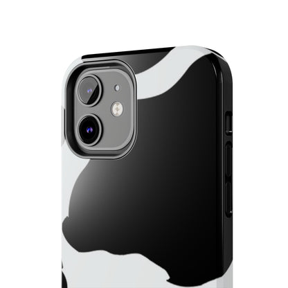 Bold Black and White Cow Print Tough iPhone Case – Modern Animal Pattern with Dual-Layer Protection