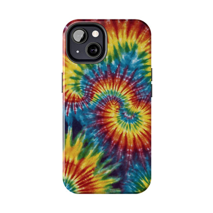 Retro Tie-Dye Swirl iPhone Case – Rainbow Spiral Design