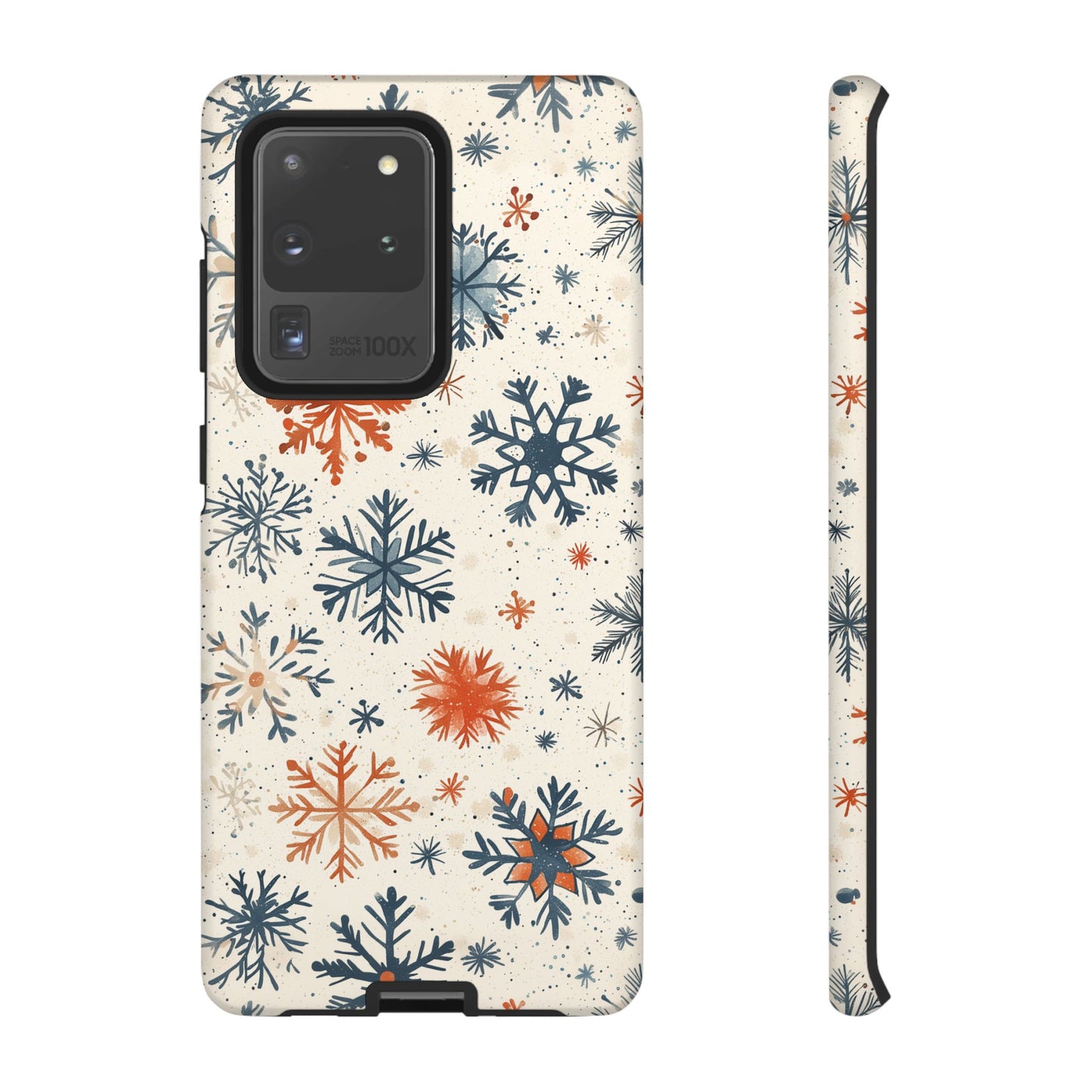 Rustic Orange and Blue Snowflake Pattern – Samsung Galaxy Series Case