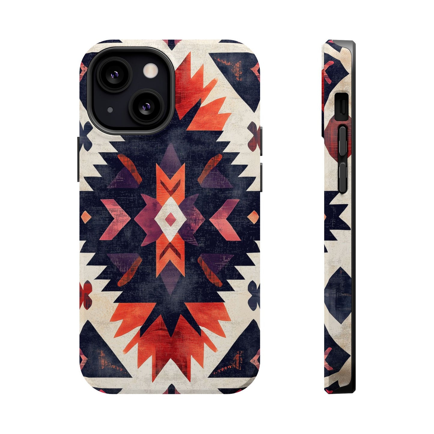 Boho Tribal Starburst Tough MagSafe iPhone Case – Vibrant Geometric Design, Dual-Layer Protection