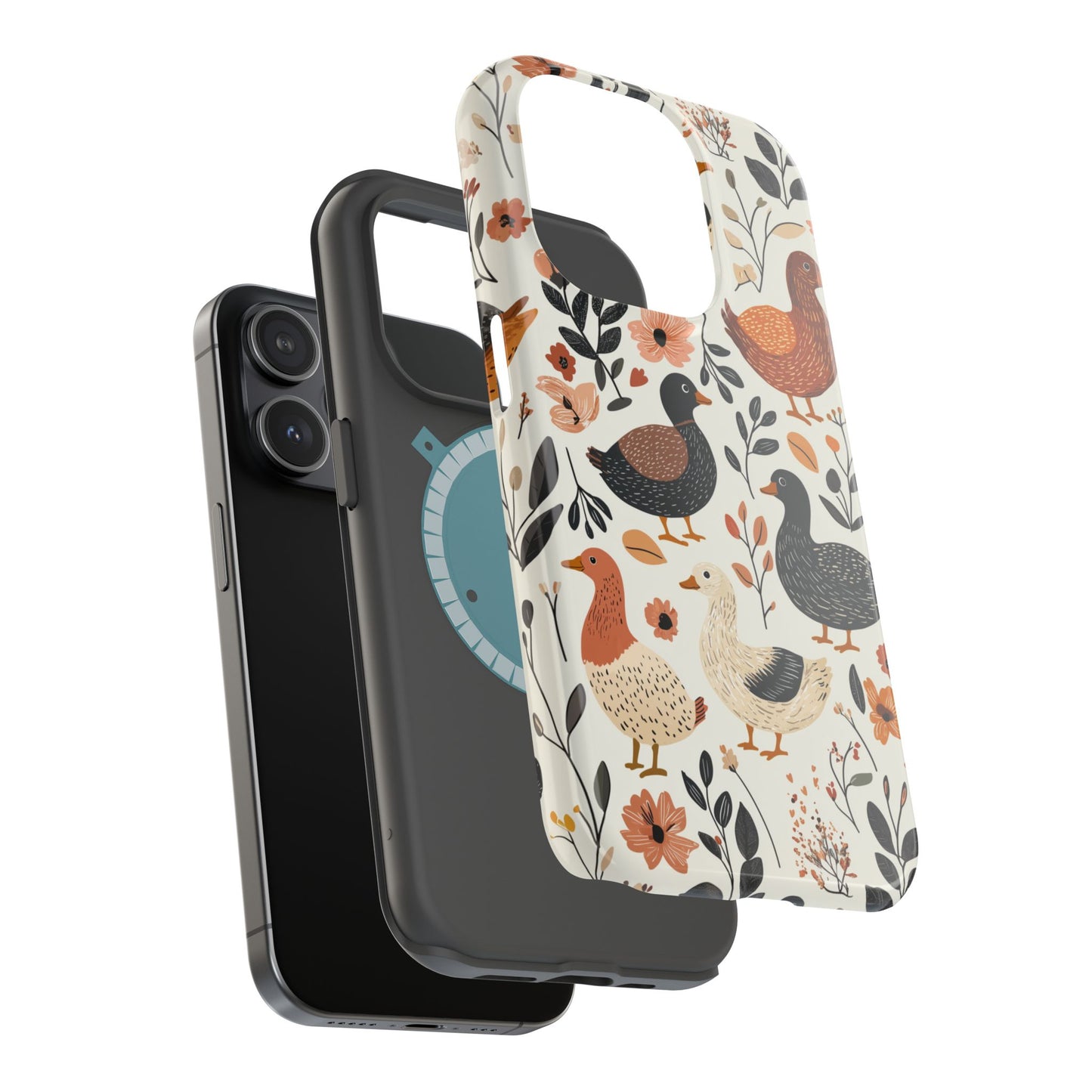 MagSafe iPhone Case: Vintage Duck – Floral & Leaf Design