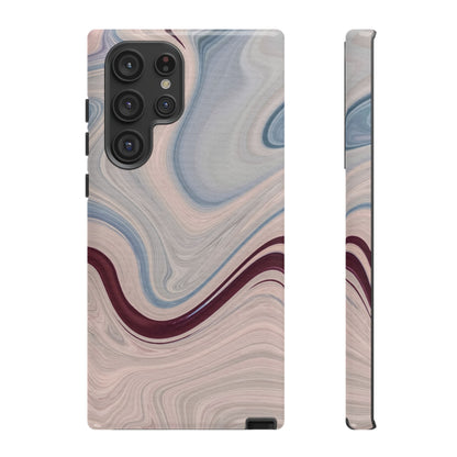 Marble Swirl Elegance – Samsung Galaxy Case in Blue & Blush Abstract Design