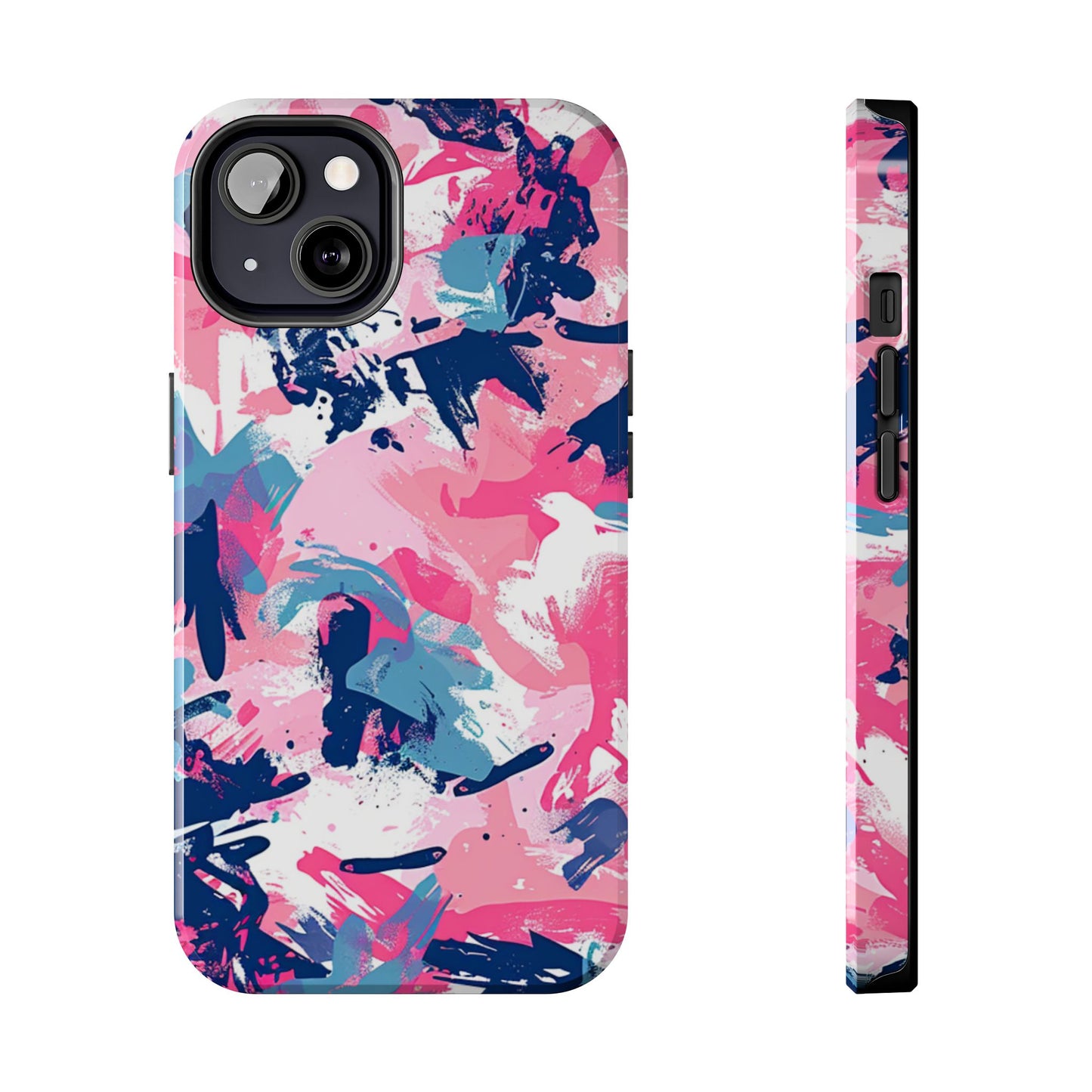 Vibrant Pink & Navy Abstract Splash – iPhone Case