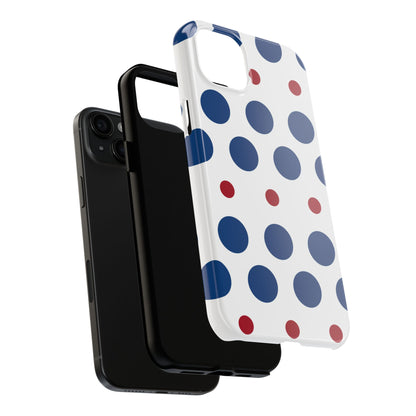 Bold Navy & Red Polka Dot Pattern – iPhone Case