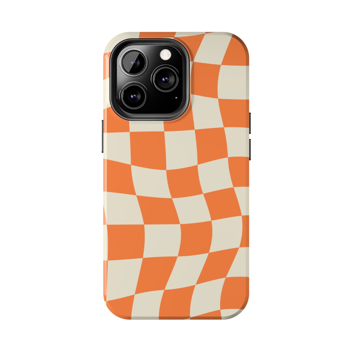 Wavy Retro Checkerboard iPhone Case – Shockproof, Matte Finish, Dual-Layer Protection