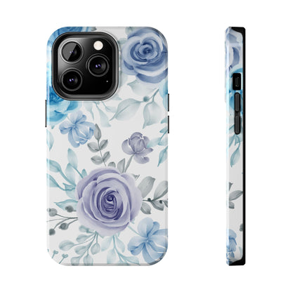 Elegant Blue & Violet Roses iPhone Case – Luxurious Floral Design for Chic Device Protection