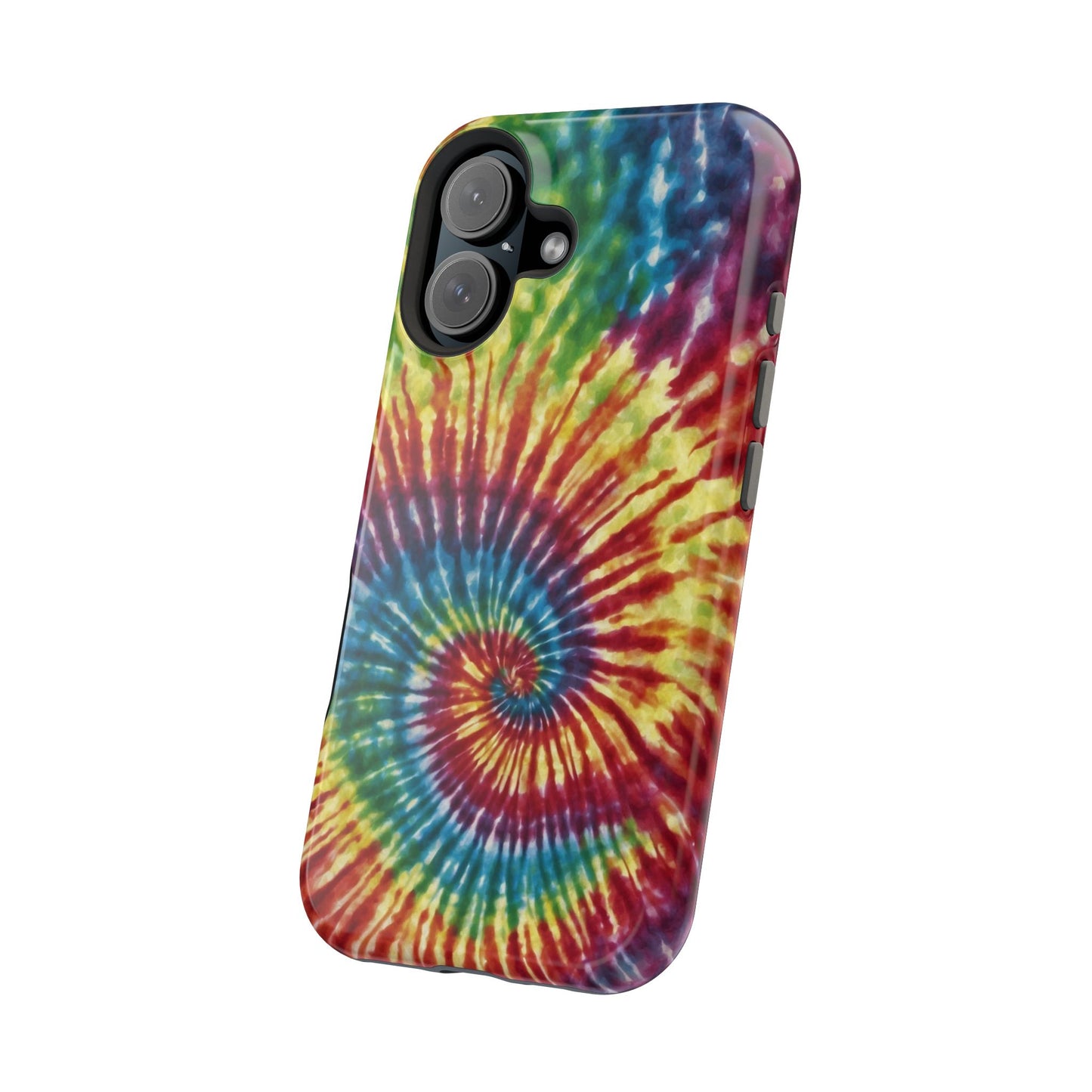 Vibrant Spiral Tie-Dye MagSafe Case – Retro Rainbow Design