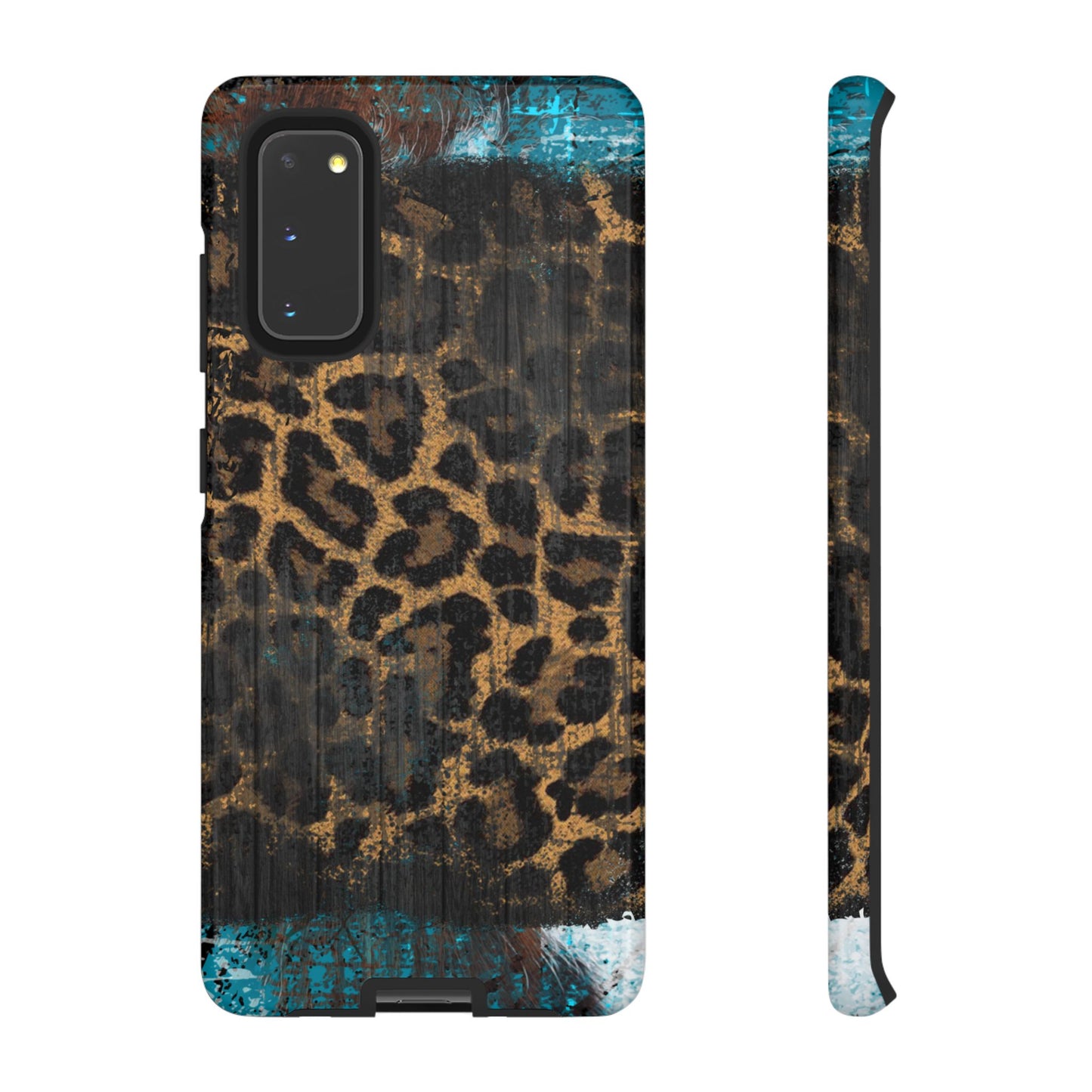 Boho Leopard and Turquoise Tough Samsung Galaxy Case – Rustic Western Design with Dual-Layer Protection