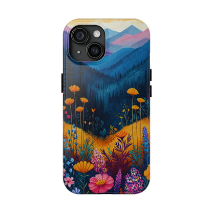 Vibrant Wildflower Mountain iPhone Case – Bold Nature Art, Dual - Layer Protection" - BOGO Cases