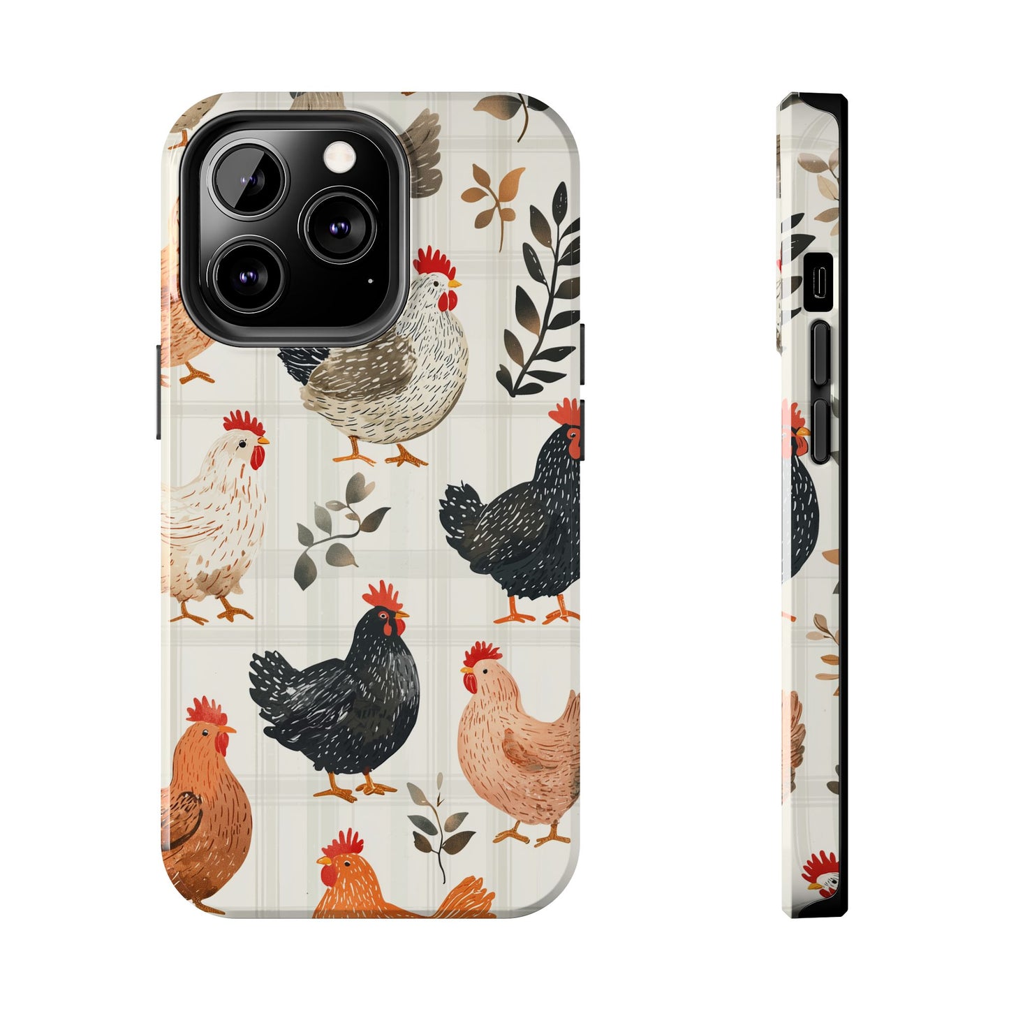 iPhone Case: Vintage Chicken & Leaves – Farmhouse Style Case